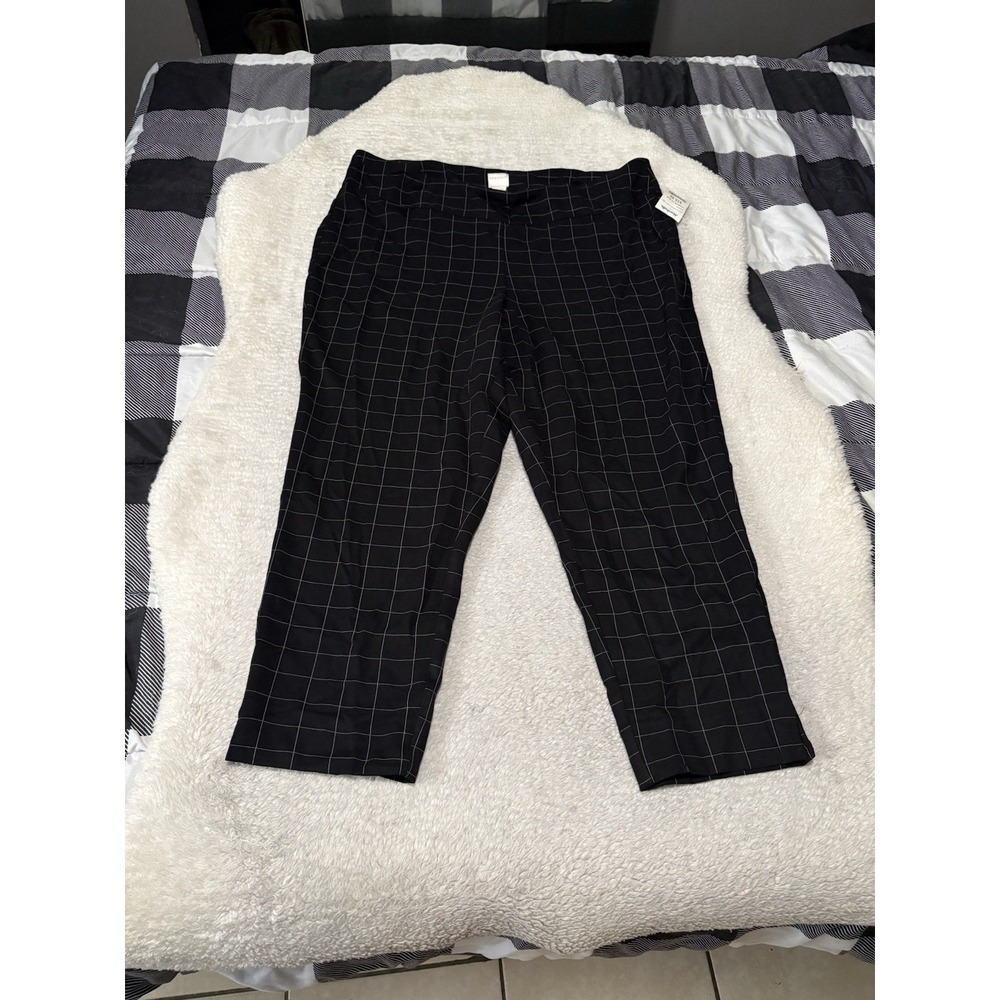 New Zac & Rachel Women's Black Squared Ankle Pants Plus Size 3X
